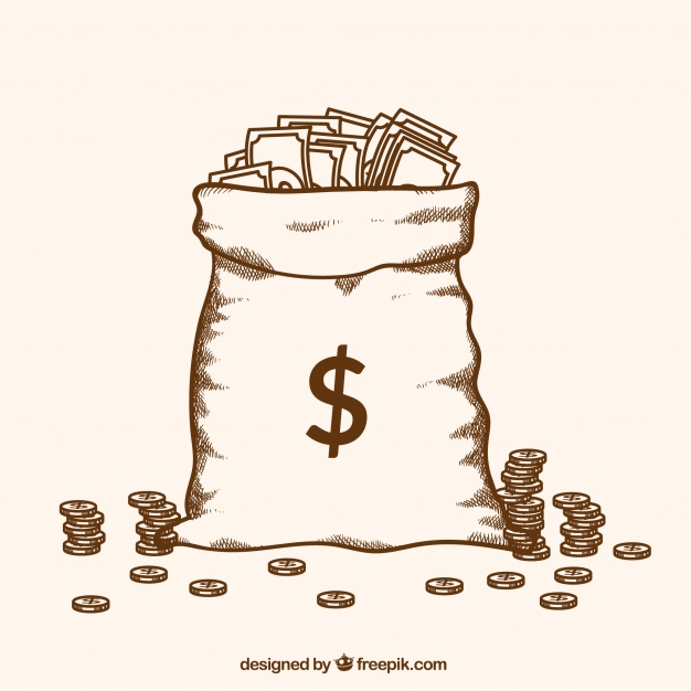 دانلود وکتور Hand drawn bag full of money