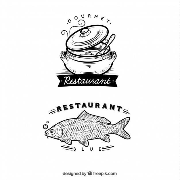 دانلود وکتور Hand drawn restaurant logos