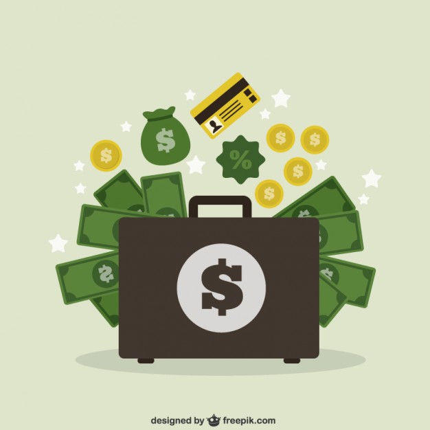 دانلود وکتور Suitcase with money
