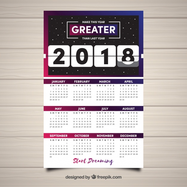 دانلود وکتور 2018 space calendar