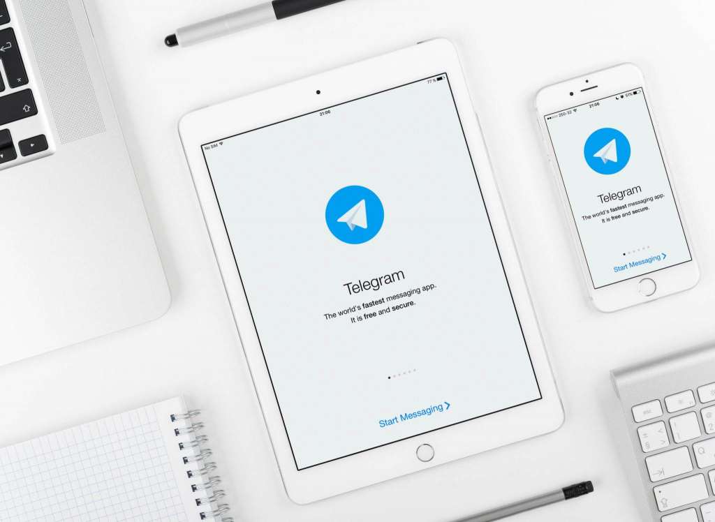 Telegram application on iPad and iPhone display