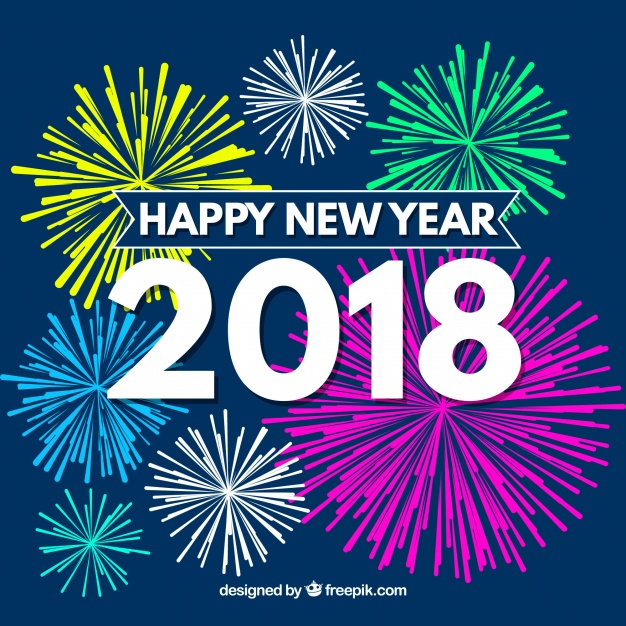 دانلود وکتور Fireworks new year 2018 background