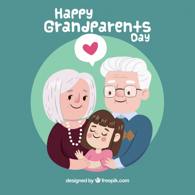 دانلود وکتور Background of grandparents with their cute granddaughter