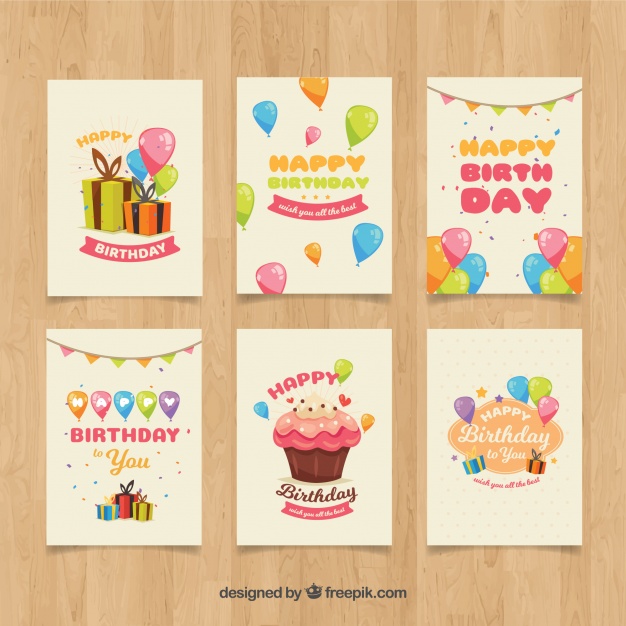 دانلود وکتور Birthday cards in retro style