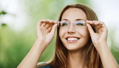 portrait charming young woman glasses