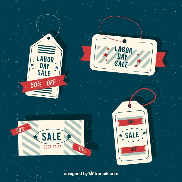 دانلود وکتور Retro labels of labor day sales