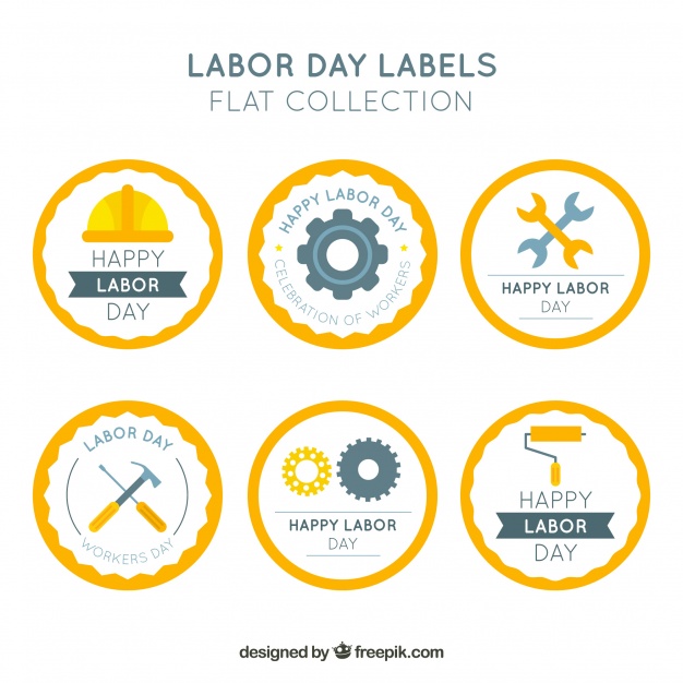 دانلود وکتور Set of six round labor day stickers