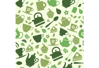 دانلود وکتور Seamless pattern of green tea flat illustrations