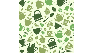 دانلود وکتور Seamless pattern of green tea flat illustrations