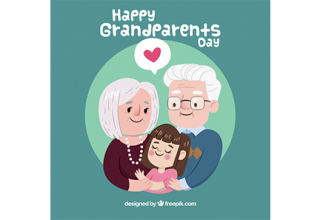 دانلود وکتور Background of grandparents with their cute granddaughter