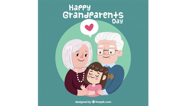 دانلود وکتور Background of grandparents with their cute granddaughter