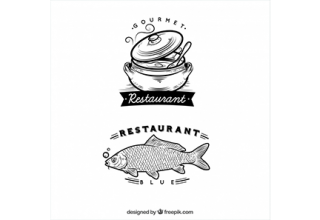 دانلود وکتور Hand drawn restaurant logos