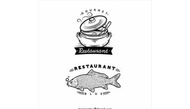 دانلود وکتور Hand drawn restaurant logos