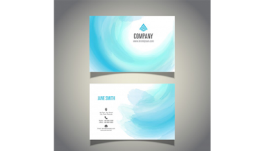دانلود وکتور Business card with a watercolour wave design