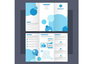 دانلود وکتور Business Tri-Fold Brochure, Leaflet with blue circles