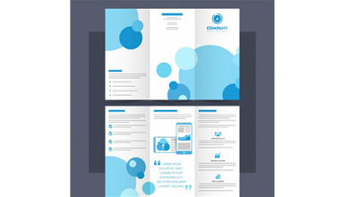 دانلود وکتور Business Tri-Fold Brochure, Leaflet with blue circles