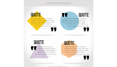 دانلود وکتور Collection of quote with polygonal shapes