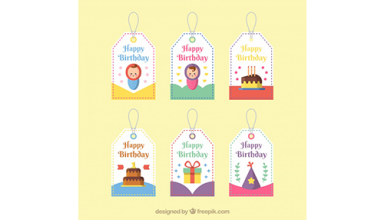 دانلود وکتور Pack of happy birthday labels