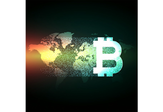 دانلود وکتور Elegant bitcoin design on world map