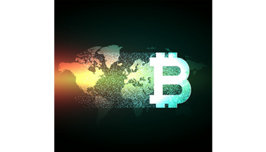 دانلود وکتور Elegant bitcoin design on world map