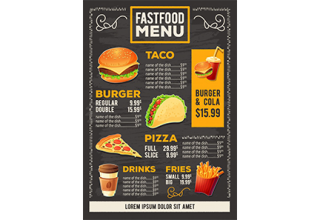 دانلود وکتور Vector cartoon illustration of a design fast food restaurant menu