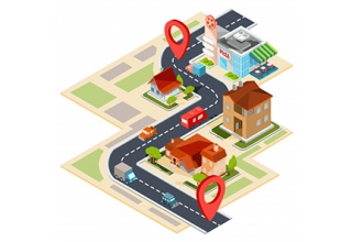 دانلود وکتور Vector illustration of the navigation map with gps icons