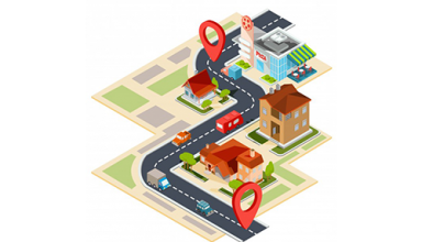 دانلود وکتور Vector illustration of the navigation map with gps icons