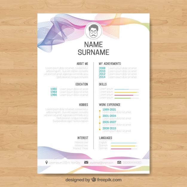 دانلود وکتور Abstract curriculum template with colorful waves