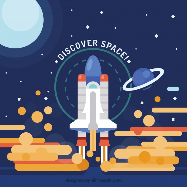 دانلود وکتور Background of rocket taking off in flat design