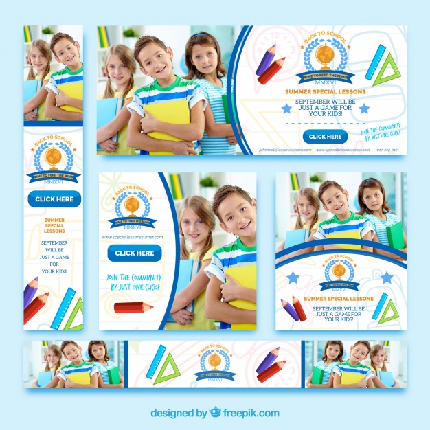 دانلود وکتور Collection of banners back to school