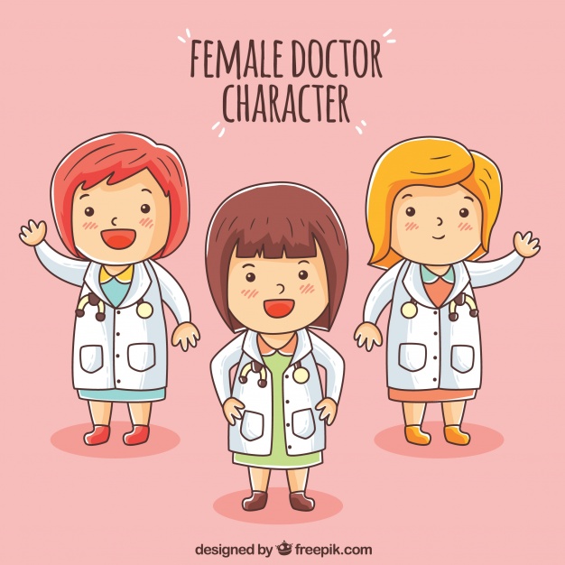 دانلود وکتور Female doctor character with childish style