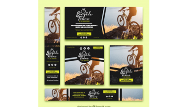 دانلود وکتور Set of bicycle banners