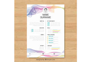 دانلود وکتور Abstract curriculum template with colorful waves