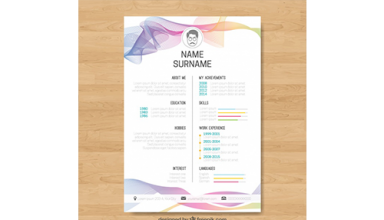 دانلود وکتور Abstract curriculum template with colorful waves