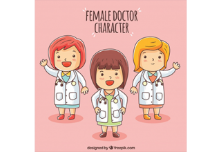 دانلود وکتور Female doctor character with childish style