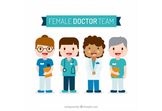 دانلود وکتور Fun pack of happy female doctors