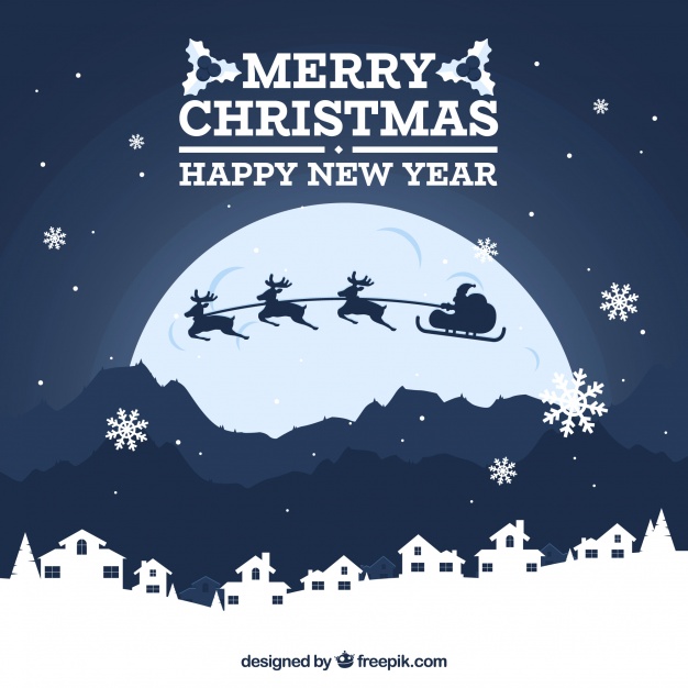 دانلود وکتور Christmas background with full moon