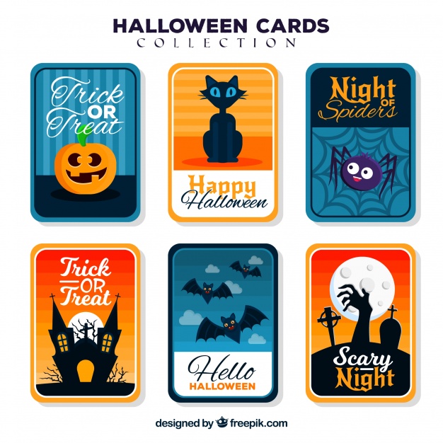 دانلود وکتور Halloween cards wtih funny style