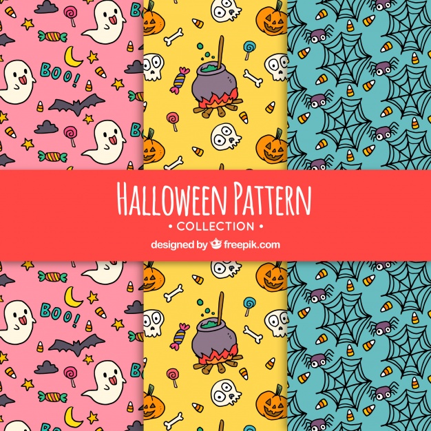 دانلود وکتور Halloween patterns with drawings