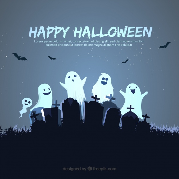 دانلود وکتور Happy halloween background with nice ghosts