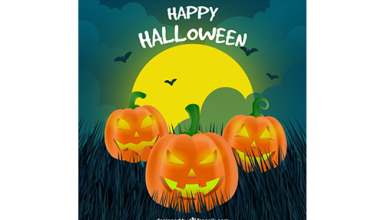 دانلود وکتور Background of three evil halloween pumpkins