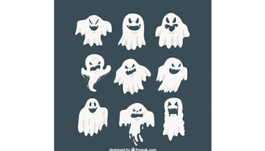 دانلود وکتور Modern pack of halloween ghosts