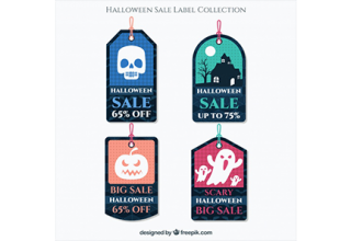 دانلود وکتور Pack of four halloween sale tags