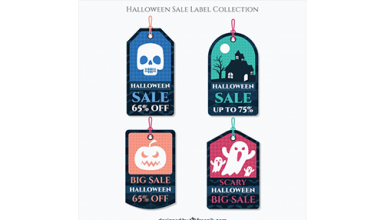 دانلود وکتور Pack of four halloween sale tags