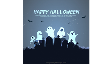 دانلود وکتور Happy halloween background with nice ghosts