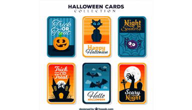 دانلود وکتور Halloween cards wtih funny style