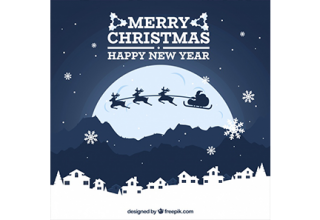 دانلود وکتور Christmas background with full moon