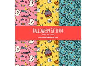 دانلود وکتور Halloween patterns with drawings