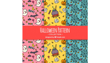 دانلود وکتور Halloween patterns with drawings