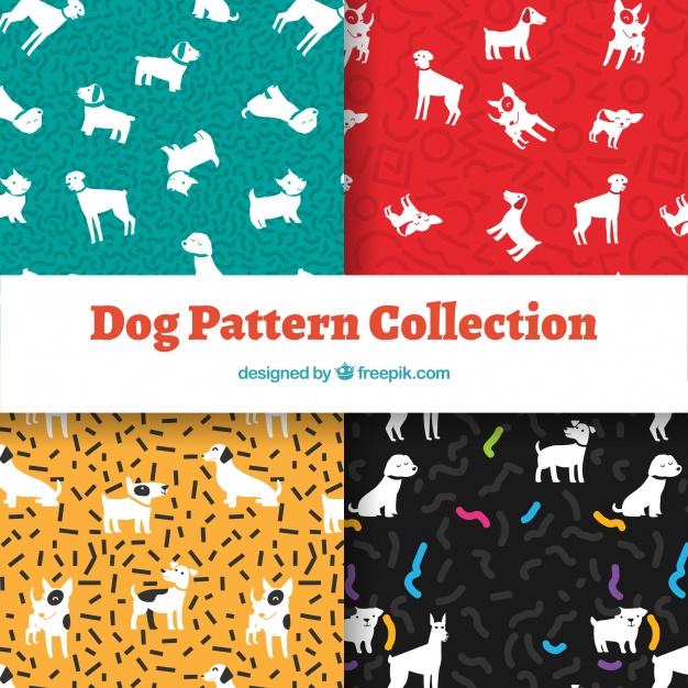 دانلود وکتور Dog pattern collection in four colors